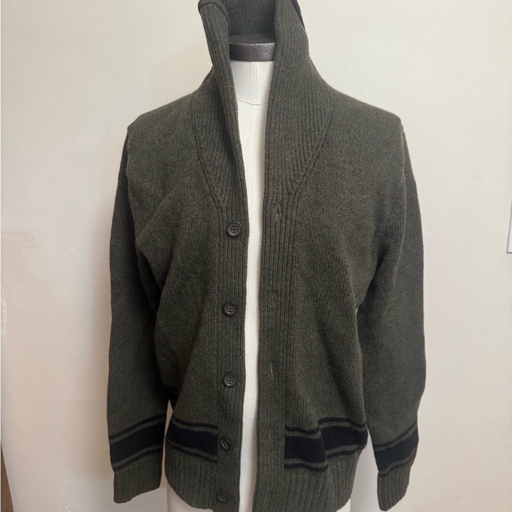 Banana Republic Olive Cardigan with Black Trim